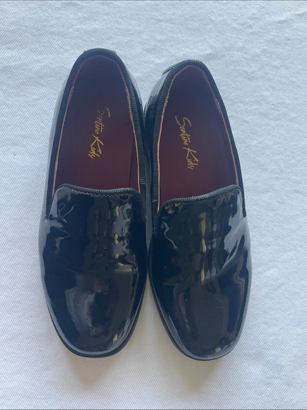 NEW SANTINO KIDS Size 11 Black Patent Slip-On Loafers